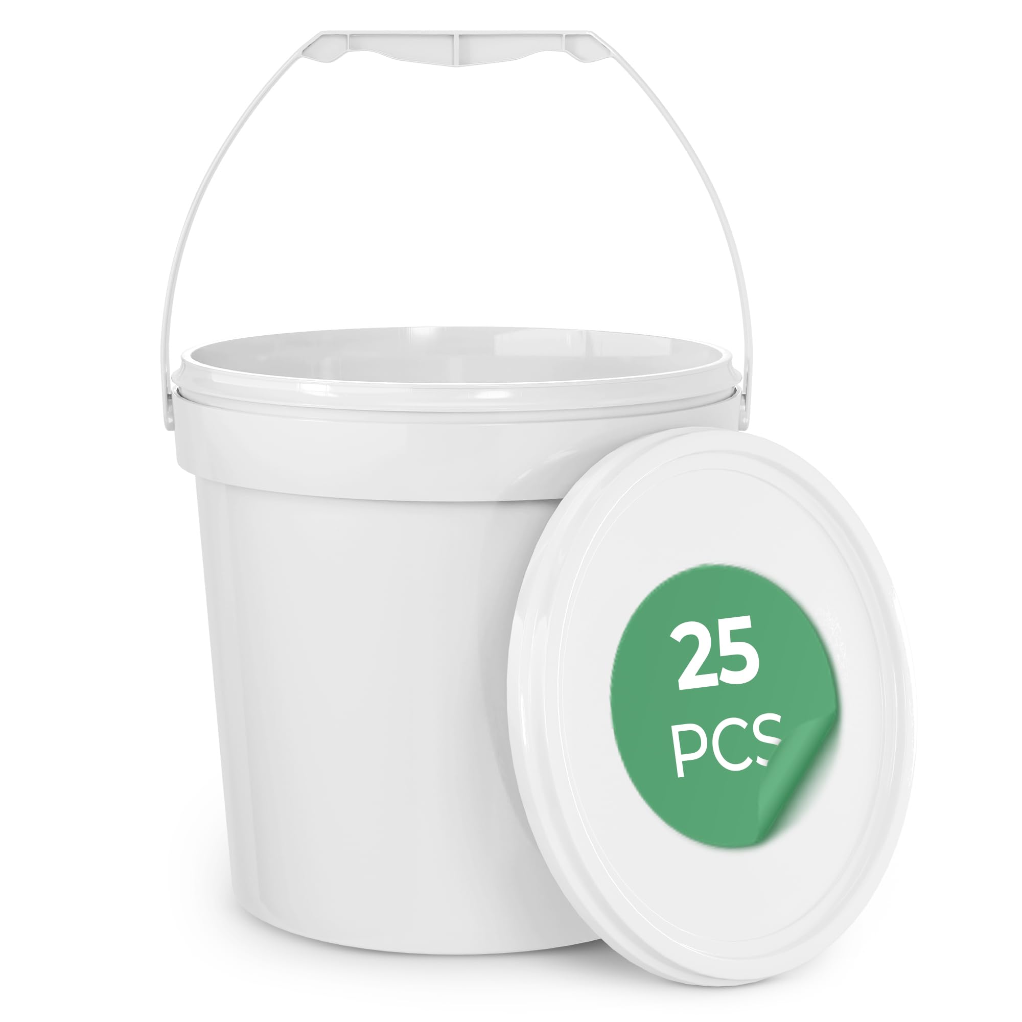 EconoHome 0.5 Gallon Food-Grade Plastic Buckets with Lids — 64oz BPA-Free Premium HDPE Food Storage, 25-Pack